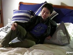 This 23 year old, slim guy is from Japan and he is appearing for the first time on film