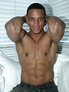 Beefy latin dude naked his body