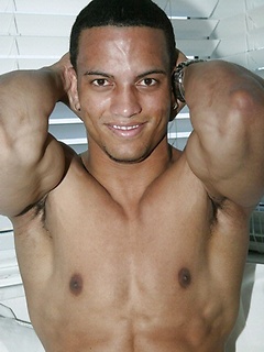 Beefy latin dude naked his body