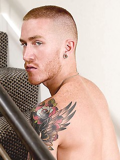 Tattooed British guy jerksoff
