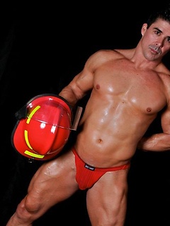 Firefighter Sebastian Stone shows off his ass and body