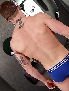 Young stud in the mask masturbate his cock until cum