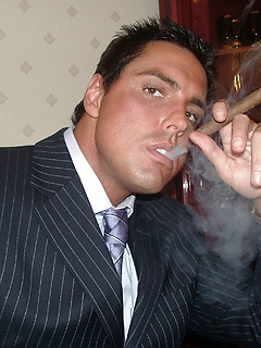 Marcello smoking cigars and stroking hot