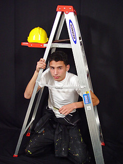 Hot boy wanking on a building site