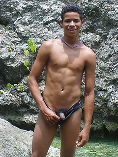 Sexy latino twink posing for the camera outdoors