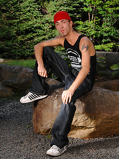 Tattoed student solo posing