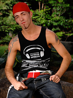 Tattoed student solo posing