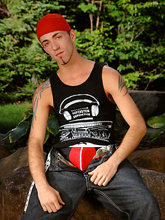 Tattoed student solo posing