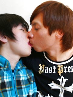 Japanese gay boy Yuu being spanked and cuddled by Tsuyoshi