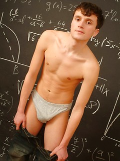 Boy model Dimax jerking off in the classroom