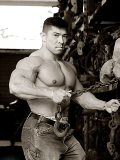 Strong asian bodybuilder