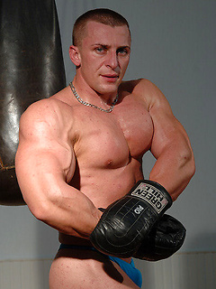 Muscle man Nemeth boxing and jacking off
