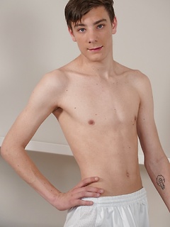 College boy Chad Jomstone stroking his thick cock.