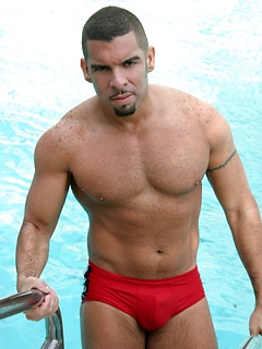 Very sexy latin stud stroking dick