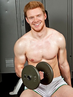 Redhead gay Even doing a solo in the Randy Blue gym