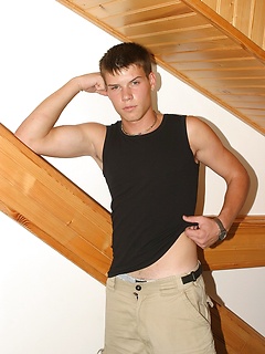 Cute college twink posing naked
