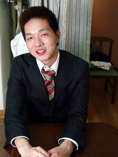 Cameraman plays with asian guy nipples and cock