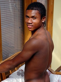 Handsome black boy Jerome shows off his assets