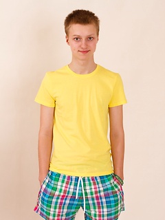 Cute blonde guy Matthew Philipps poses first-time