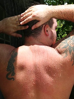 Yummy Bear cub Gunner Scott shows off his sexy, beefy body during a hot outdoor shower scene