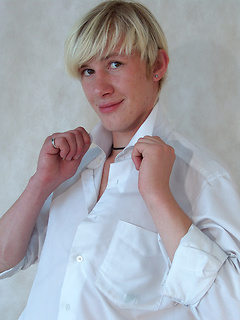 Blond twink Mark has fun with some balls on set, before getting his fat twink cock out for a play...