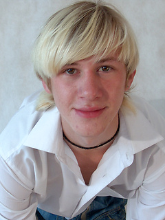 Blond twink Mark has fun with some balls on set, before getting his fat twink cock out for a play...