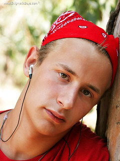 Straight boy Sander solo posing on the beach