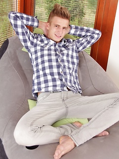 Super smooth Marcos tugs on his hard cock.