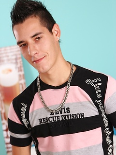 Gorgeous Angel Weis busts a big nut on his chest.